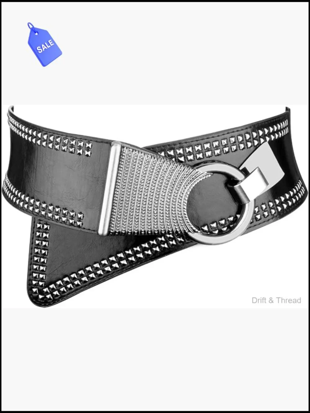 Elastic Wide Studded Punk Chunky Waistband Stretch Belt for Dresses
